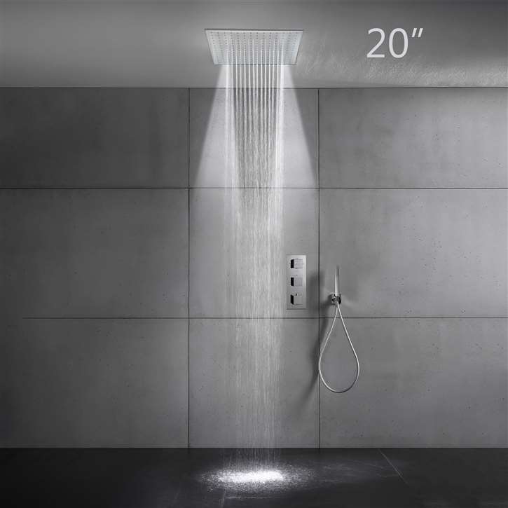 Fontana St. Gallen 20" Embedded Ceiling Mount Shower Head Thermostatic Bathroom Shower System with Hand Shower