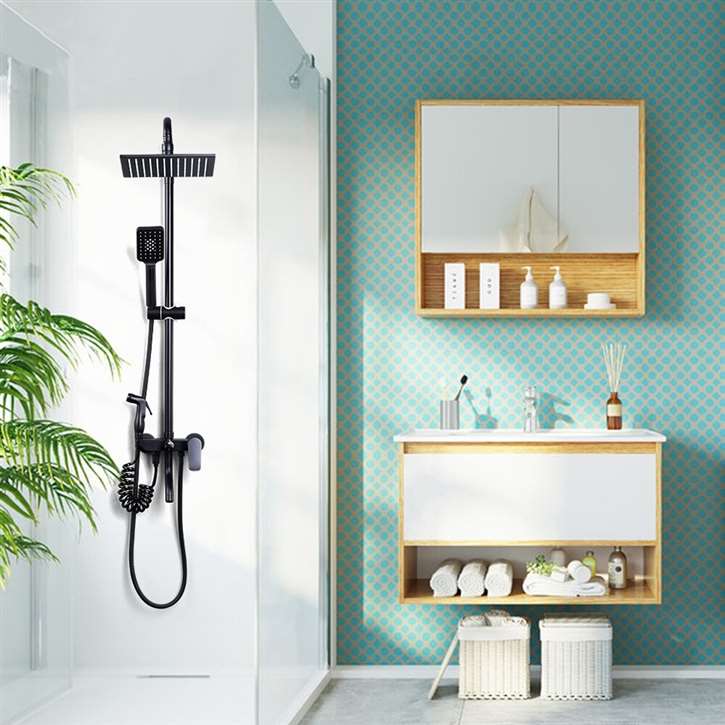 Fontana SÃ¢Ë†Å¡Ã‚Â©nart Classy Matte Black LED 10" Bathroom Shower System with Hand Shower, Bidet and Spout