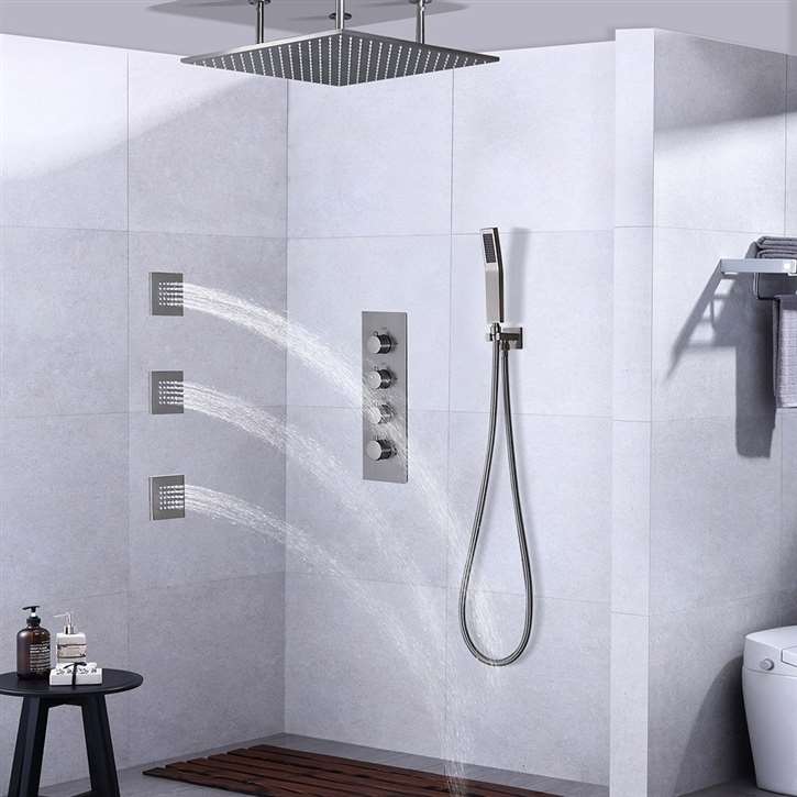 FontanaShowers Brushed Nickel Rainfall Shower Set