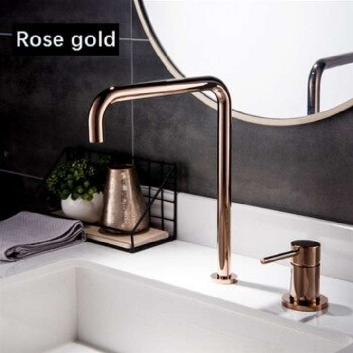 Fontana Basin Faucet Kitchen Sink Faucet Shiny Rose Gold Hot Cold Water Mixer Tap