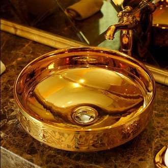 Gela Mosaic Gold High Quality  Ceramic Countertop Bathroom Sink