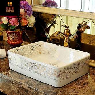 Bari Ceramic Oval / Rectangular Artistic Countertop Bathroom Sink