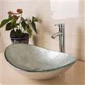 Tuscany Oval Bathroom Glass Sink with Chrome Faucet & Drain