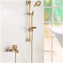 Fontana Sassari Wall Mount Antique Brushed Gold Shower Set With Soap Dish