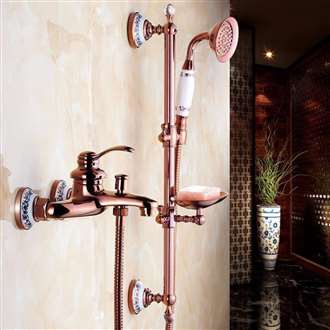 FontanaShowersï¿½ Sassari Wall Mount Rose Gold Shower Set With Soap Dish