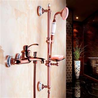 FontanaShowersï¿½ Sassari Wall Mount Rose Gold Shower Set With Soap Dish