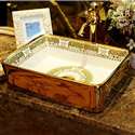 Arezzo Mosaic Gold Rectangular Countertop Bathroom Sink || Waterfall Mosaic In Shower