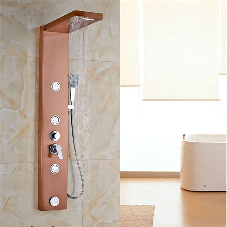 Aubonne Luxury Rose Gold Wall Mounted Bathroom Shower Set