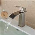 Chiasso Single Handle Waterfall Brushed Nickel Deck Mount Bathroom Faucet