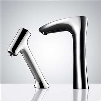 Fontana Melun Touchless Automatic Commercial Sensor Faucet & Automatic Touchless Soap Dispenser in Chrome