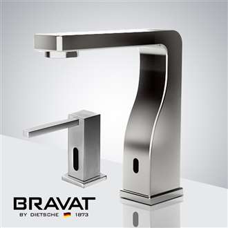 Fontana Marseille Touchless Automatic Commercial Sensor Faucet & Automatic Touchless Soap Dispenser in Chrome