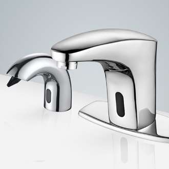 Fontana Carpi Touchless Chrome Commercial Motion Sensor Faucet & Automatic Hands-Free Soap Dispenser for Restrooms