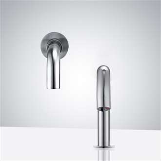 Fontana Marseille Touchless Chrome Finish Automatic Commercial Sensor Faucet & Automatic Hands Free Soap Dispenser