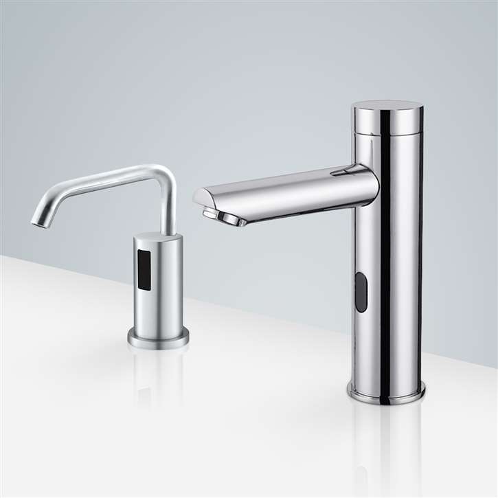 Fontana Creteil Touchless Commercial Motion Sensor Faucet & Automatic No Touch Soap Dispenser for Restrooms in Chrome Finish