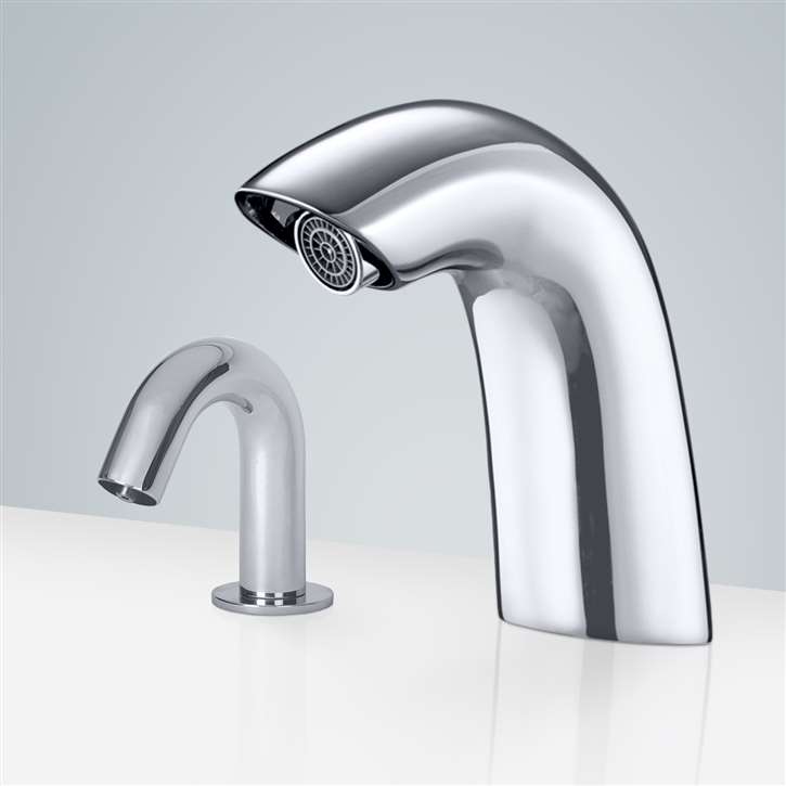 Fontana Touchless Bathroom Toulouse Motion Sensor Faucet & Automatic No Touch Soap Dispenser for Restrooms in Chrome