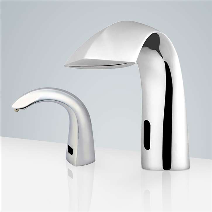 Fontana Lyon Motion Chrome Sensor Faucet CUPC Approved & Automatic Liquid Foam Soap Dispenser for Restrooms