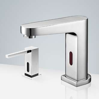Fontana Marseille Chrome Finish Motion Sensor Faucet & Automatic Touchless Commercial Soap Dispenser for Restrooms