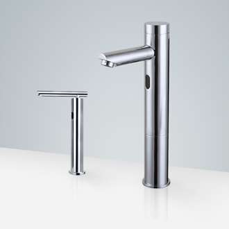 Fontana St. Gallen Chrome Motion Sensor Faucet & Automatic Touchless Commercial Soap Dispenser for Restrooms