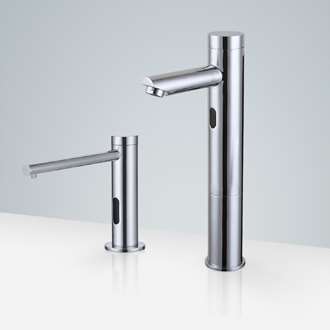 Fontana Geneva Chrome Motion Sensor Faucet & Automatic Touchless Commercial Soap Dispenser for Restrooms