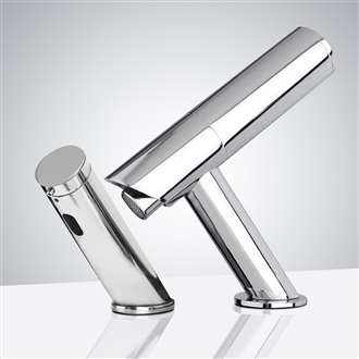 Fontana Commercial Chrome Finish Sensor Faucet & Automatic No Touch Soap Dispenser for Restrooms
