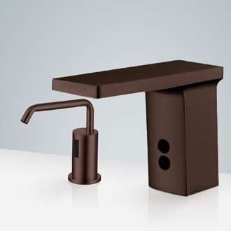Fontana Dijon Light Oil Rubbed Bronze Commercial Motion Sensor Faucet & Automatic Liquid Foam Soap Dispenser for Restrooms