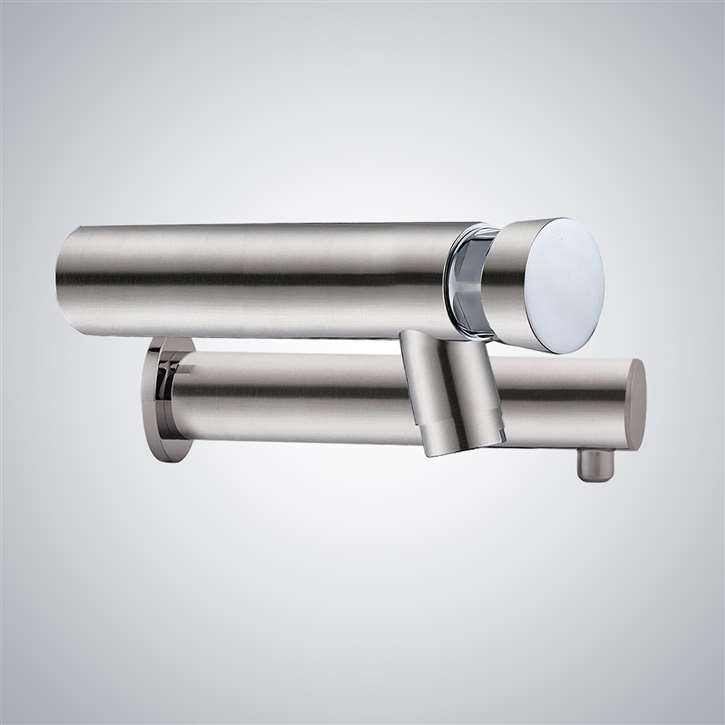Fontana Cairo Wall Mount Commercial Automatic Sensor Faucet With Insight Infrared Technology and Automatic Soap Dispenser in Brushed Nickel