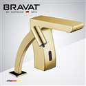 Bravat Commercial Automatic Motion Brushed Gold Sensor Faucets with Automatic Soap Dispenser