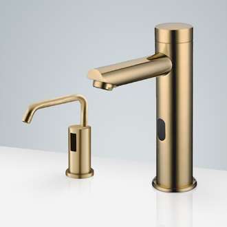 Fontana Chatou Brushed Gold Motion Sensor Faucet & Hands-Free Automatic No Touch Soap Dispenser for Restrooms