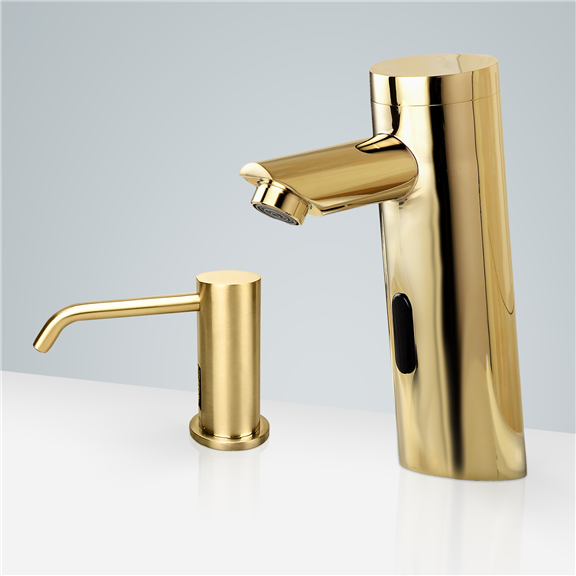 Gold Commercial Toilets Motion Sensor Faucet With Motion Sensor Soap Dispenser