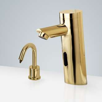 Fontana Chatou Motion Sensor Faucet & Automatic No Touch Soap Dispenser for Restrooms in Gold