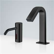 Fontana Geneva Superb Matte Black Motion Sensor Faucet & Automatic Sensor Liquid Soap Dispenser for Restrooms