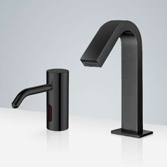 Fontana Geneva Superb Matte Black Motion Sensor Faucet & Automatic Sensor Liquid Soap Dispenser for Restrooms