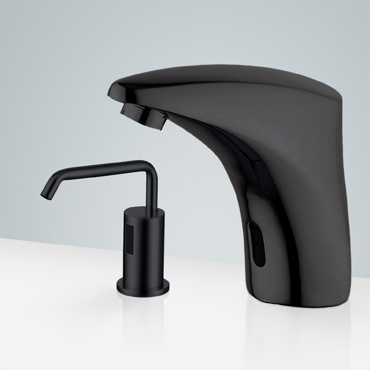 Fontana BollnÃ¤s Finest Hands-Free Motion Sensor Faucet & Automatic Liquid Foam Soap Dispenser for Restrooms in Matte Black