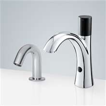 Fontana Creteil Chrome Finish Touchless Automatic Commercial Sensor Faucet & Automatic Soap Dispenser