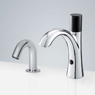 Fontana Creteil Chrome Finish Touchless Automatic Commercial Sensor Faucet & Automatic Soap Dispenser