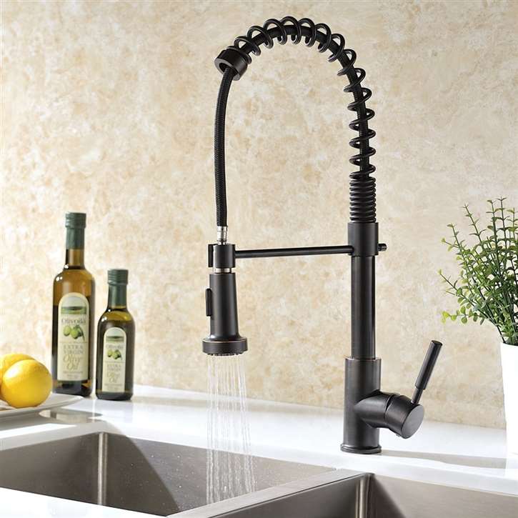 Fontana Milan Caseros Oil Rubbed Bronze Kitchen Sink Faucet with Pull Down Sprayer