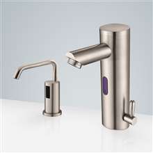Fontana Melun Motion Sensor Faucet & Automatic Touchless Commercial Soap Dispenser for Restrooms in Brushed Nickel Finish