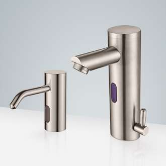 Fontana Toulouse Deck Mount Motion Sensor Faucet & Automatic Liquid Soap Dispenser for Restrooms in Brushed Nickel
