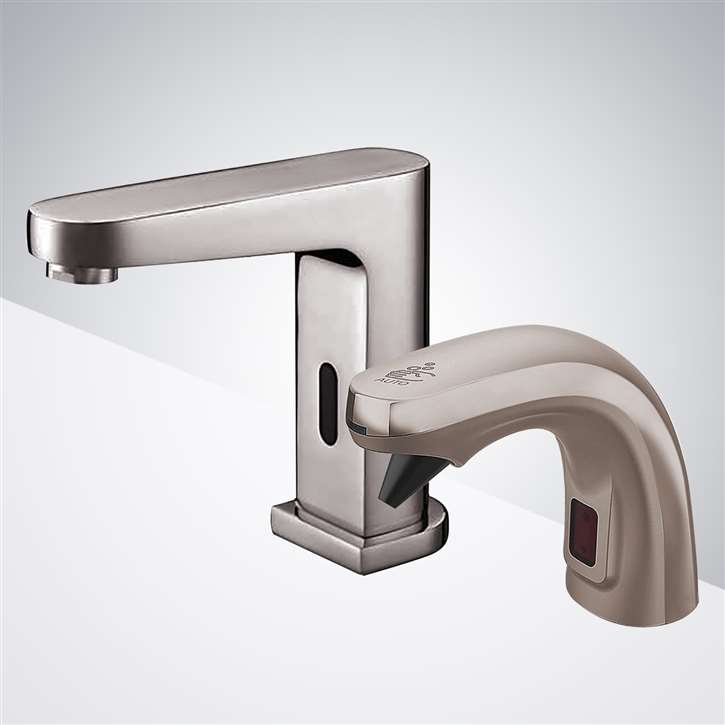 Fontana Marsala Commercial Automatic Brushed Nickel Finish Motion Sensor Faucet & Automatic Foam Soap Dispenser for Restrooms