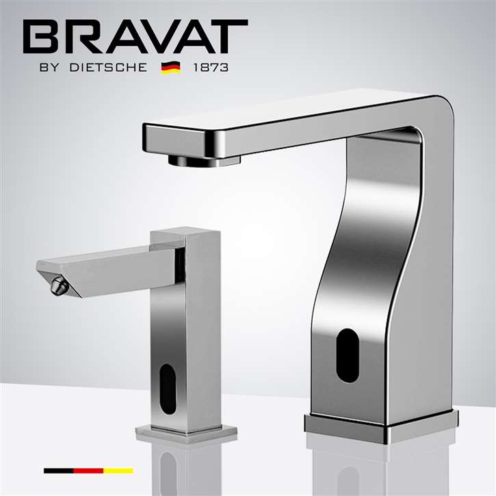 Fontana Bravat Touchless Automatic Commercial Sensor Faucet & Automatic Foam Soap Dispenser in Chrome