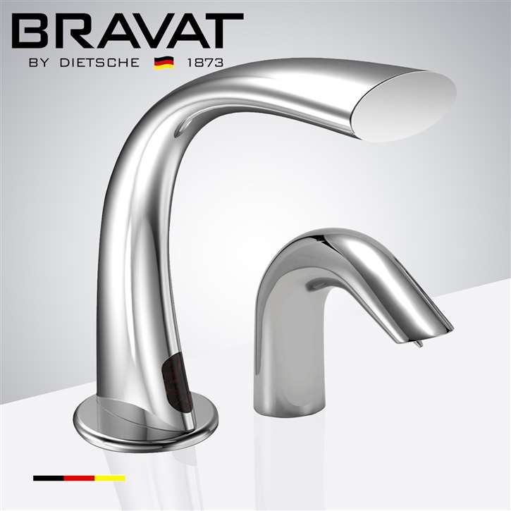 Fontana Bravat Touchless Automatic Commercial Sensor Faucet & Automatic Foam Soap Dispenser in Chrome