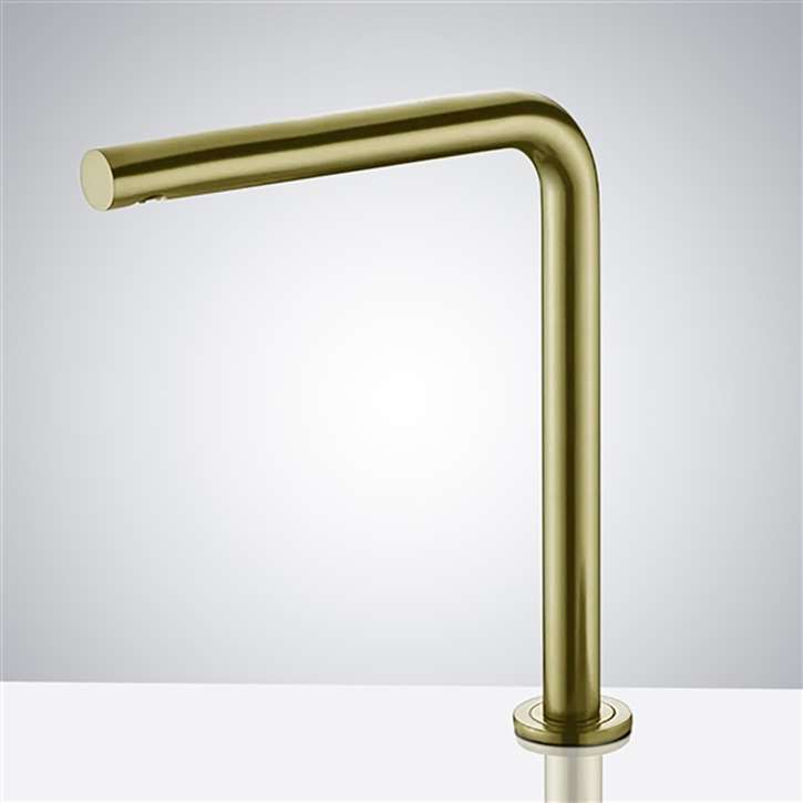 Gold Public Restroom Touchless Faucet, Fontana Deck Mounted Gold Automatic Touchless Infrared Hot and Cold Sensor Faucet