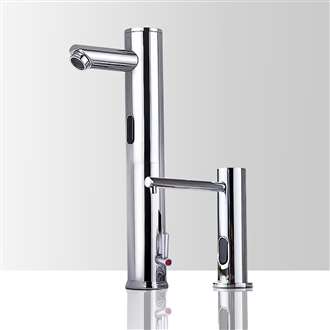 Fontana Solo Chrome Finish Automatic Commercial Hot and Cold Sensor Faucet and Soap Dispenser