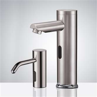 Fontana Solo Touchless Motion Activated Sink Sensor Faucet And Soap Dispenser in Brushed Nickel Finish