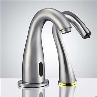 Fontana Cana Brushed Nickel Commercial Deck Mount Motion Sensor Faucet & Soap Dispenser for Restrooms