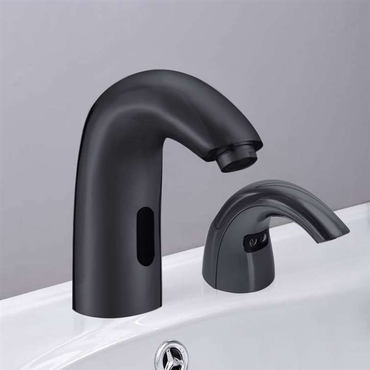 Fontana Florence Matte Black Finish Commercial Motion Sensor Faucet & Automatic Soap Dispenser For Restrooms