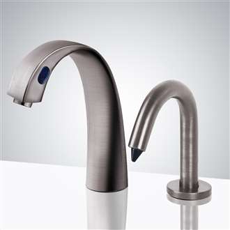 Fontana Venice Brushed Nickel Automatic Commercial Motion Sensor Faucet and Automatic Soap Dispenser for Restrooms