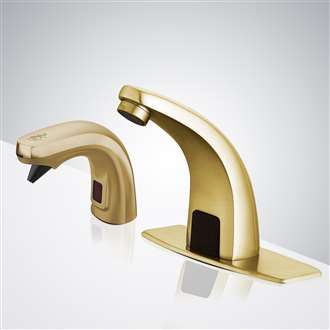 Fontana Melo Automatic Commercial Sensor Gold Commercial Faucet and Automatic Soap Dispenser for Restrooms
