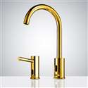 Fontana Gooseneck Dual Commercial Automatic Sensor Faucet and Soap Dispenser in Gold