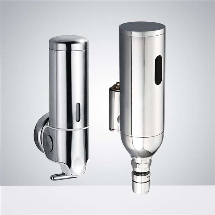 Fontana Lano Wall Mount Commercial Automatic Sensor Faucet with Matching Soap Dispenser For Restrooms in Chrome Finish